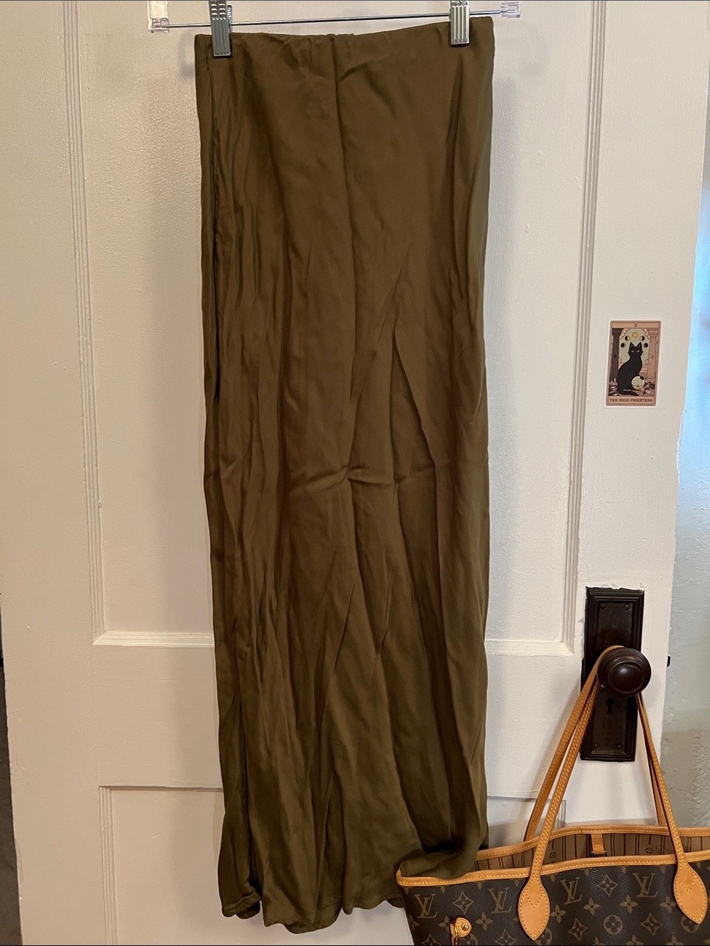 Silky Olive Green Maxi Skirt - fall style Anthropologie